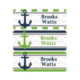 Nautical, Navy Blue, Lime Green, Gender Neutral Name Labels