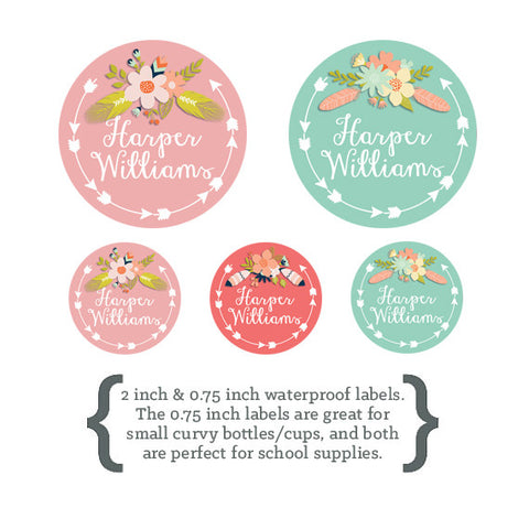 Iron on Name Labels Customized Clothing Labels for Daycare School Camps Nursing  Home Watercolor Flowers 005 
