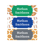 Sports, Baseball, Basketball, Football, Boy Name Labels