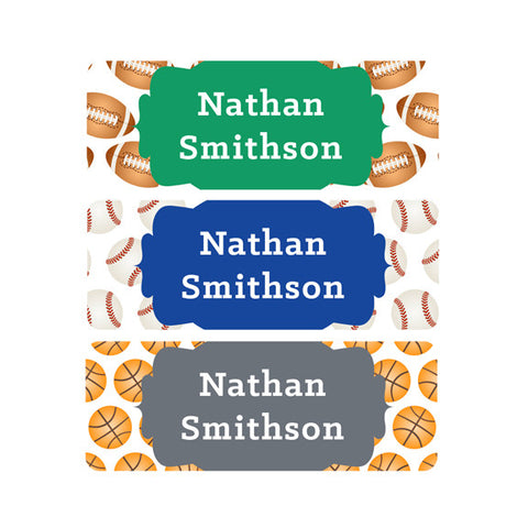 Sports, Baseball, Basketball, Football, Boy Name Labels