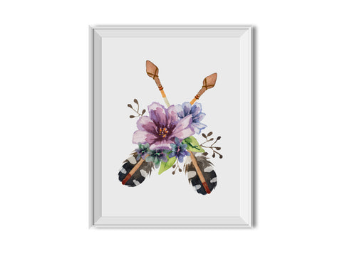 Floral Crossed Arrows - Art Print