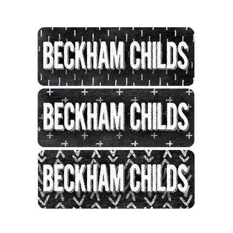 Tribal, Chalkboard, Black, White, Gender Neutral Name Labels